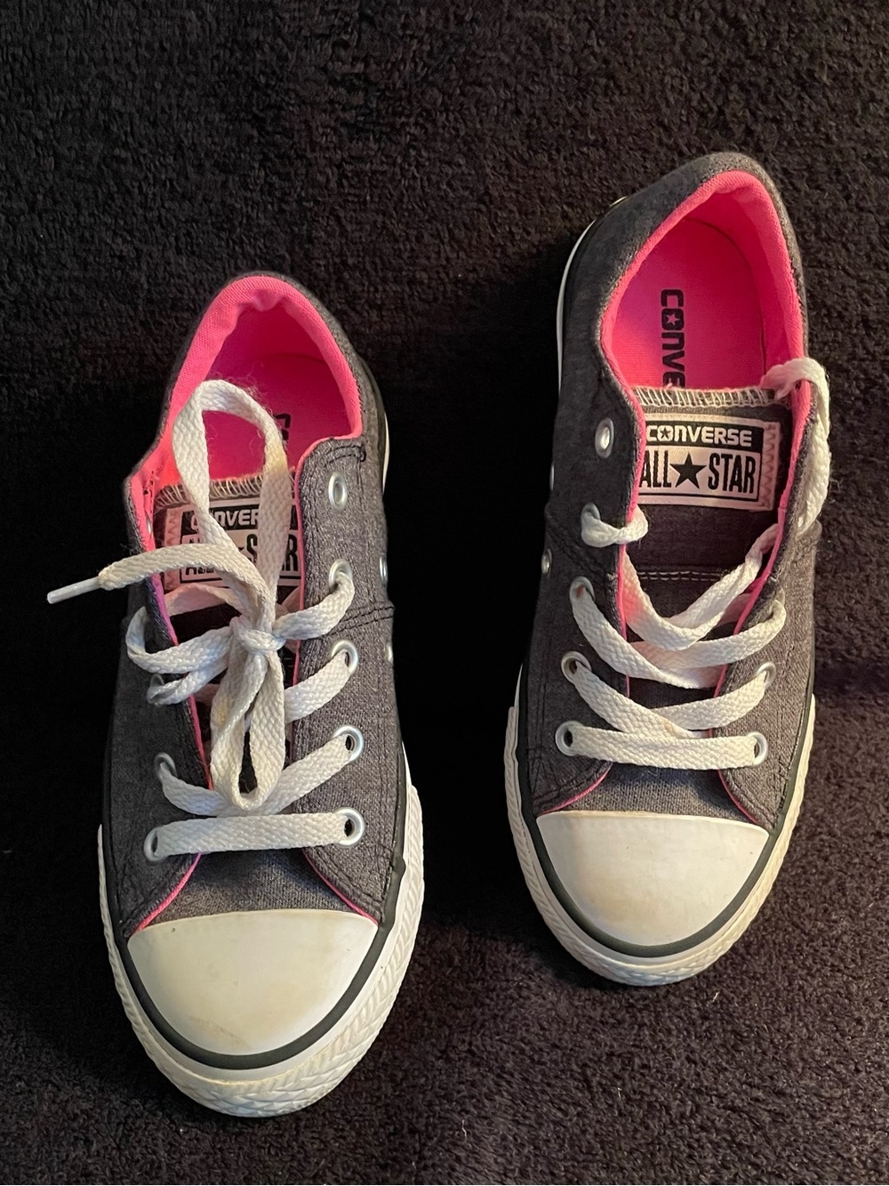 Converse All Star Kids Low Top Sneakers - Charcoal with Pink